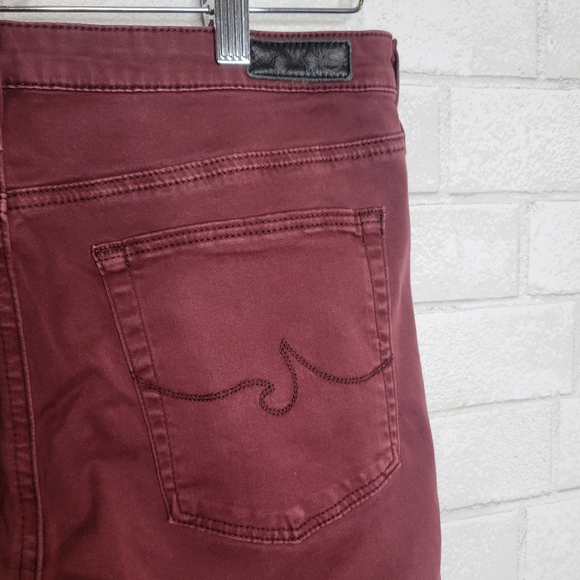 AG Adriano Goldschmied Anthropologie Burgundy Red The Abbey Skinny Jeans - Picture 5 of 6